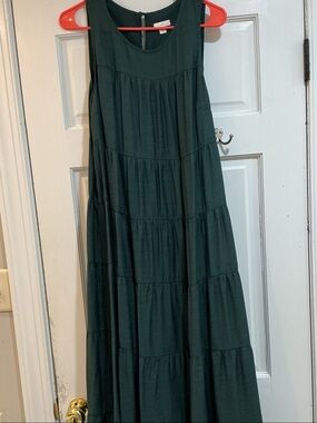 J. Jill Forest Green Tiered Maxi Dress